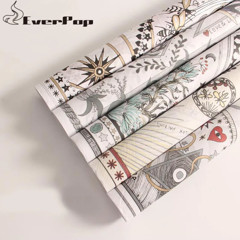 

20pcs Tissue Paper Mysterious Tarot Pattern Flowers Packaging Paper Materials Bouquet Gift Florist Supplies Wrapping Paper