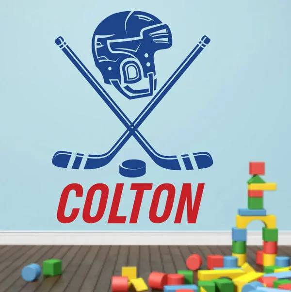 

Sports Ice Hockey Wall Decal Personalized Name Art Decor Sticker Removable Kids Boys Room Decor Vinyl Wall Paper WY-9