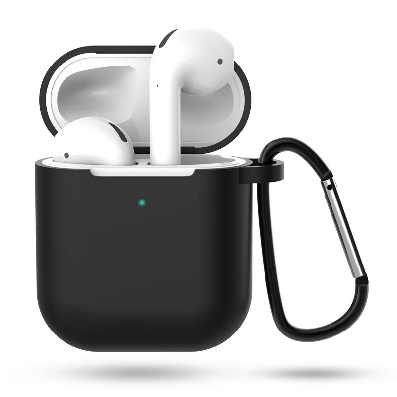 Мягкий силиконовый чехол AirPods для хранения, защитный чехол для наушников, защитный чехол, защитный чехол для зарядки, коробки для хранения, подходящий чехол - Цвет: black