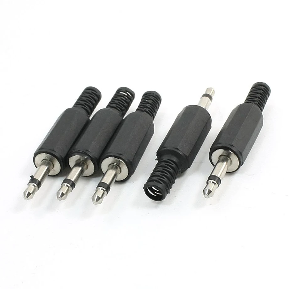 

5 x Black Plastic 3.5mm Male Mono Plug Jack Audio Adapter Connector