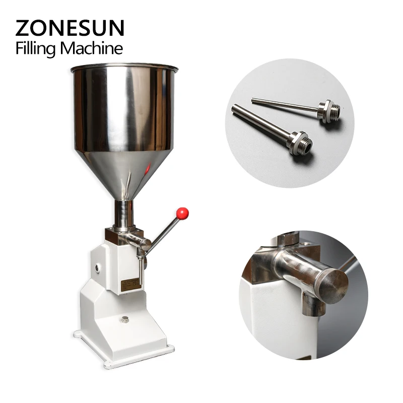 ZONESUN ручной напорный нержавеющий автомат для розлива пасты arecipe Дозирующее жидкое упаковочное оборудование крем машина 0~ 50 мл