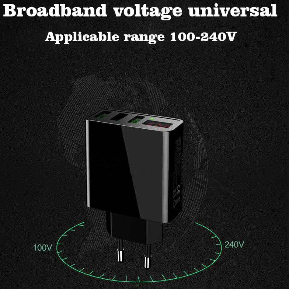3A 3 Ports Universal Cell Phone Power Adapter Dual USB Mobile Travel Wall Charger for iPhone Samsung iPad with LED Display66