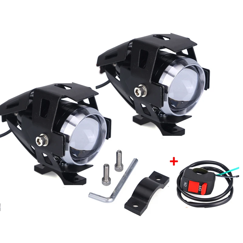 

2 PCS Motorcycle Headlights Auxiliary Lamp U5 Led Chip Motorbike Spotlights Accessory Moto DRL Fog Spot Head Light 125W 12V