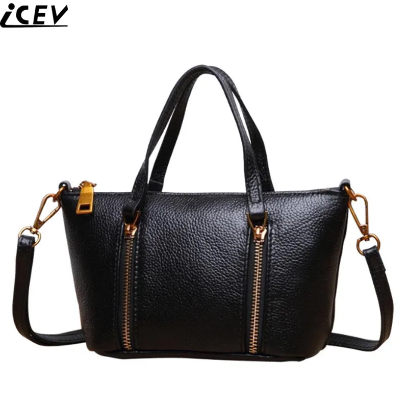 

ICEV 2017 New Designer Handbag High Quality Women Genuine Leather Handbag Solid Zipper Soft Cowhide Messenger Bag Hobos Clutches