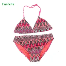 Комплект бикини для девочек от 6 до 14 лет, купальник из двух предметов для детей, купальники для маленьких девочек, детская пляжная одежда с милым принтом
