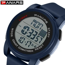 PANARS мужские спортивные часы с хронографом, 12/24 часов, таймер, мужские цифровые часы с будильником, светодиодные часы Horloge 8104