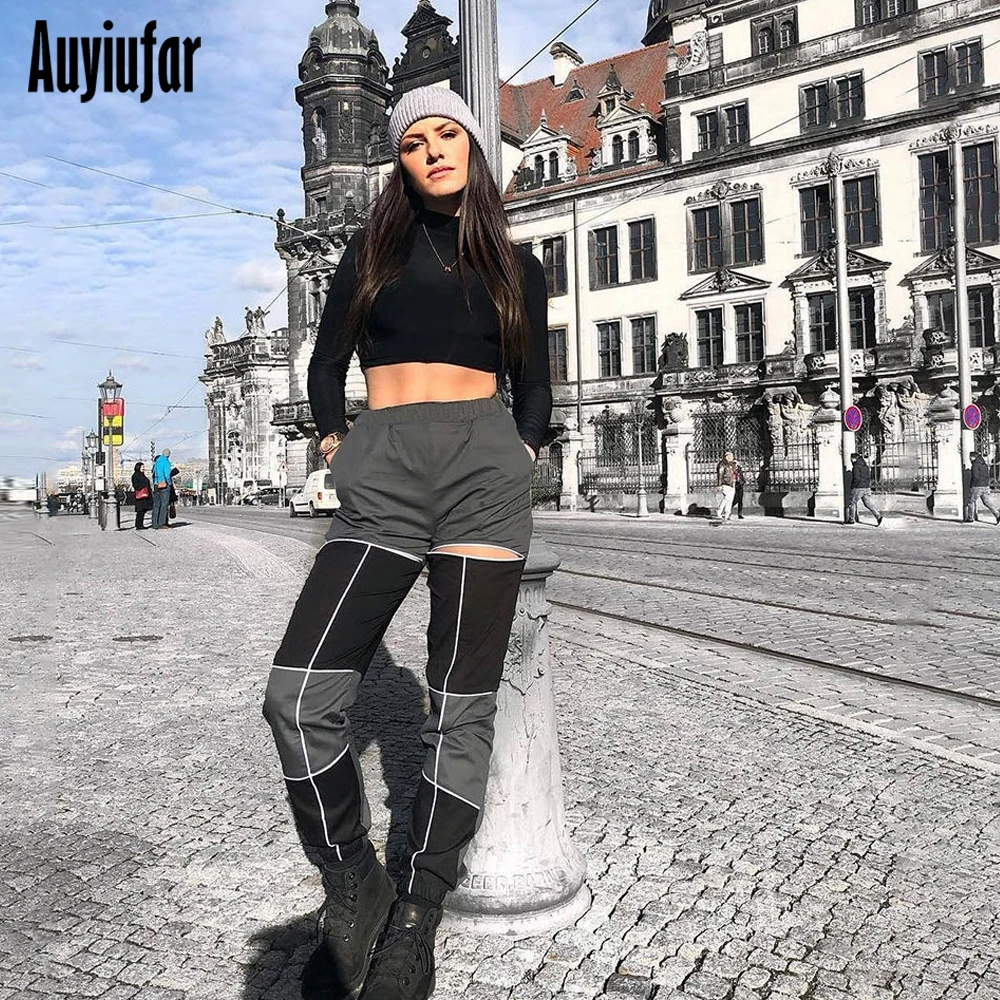 

Auyiufar Patchwork Cargo Pants Women Joggers High Waist Trousers Harajuku Pantalones Streetwear Summer Fashion Loose Bottoms
