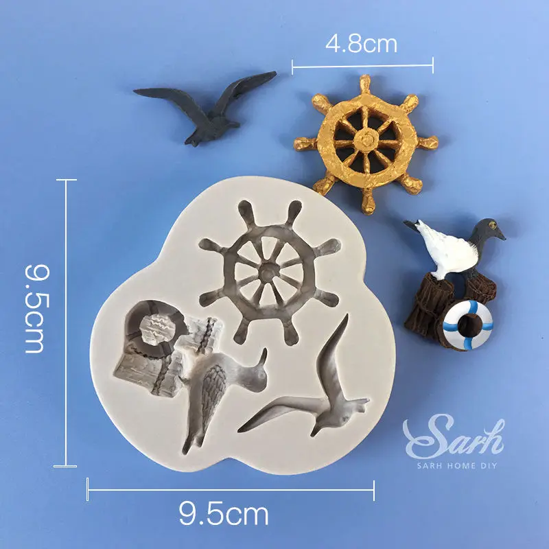Rudder seagull mold Морской капитан украшения Чайка якорь с днем рождения ручное письмо для детского дня рождения вечерние принадлежности прекрасные подарки - Цвет: Rudder seagull mold