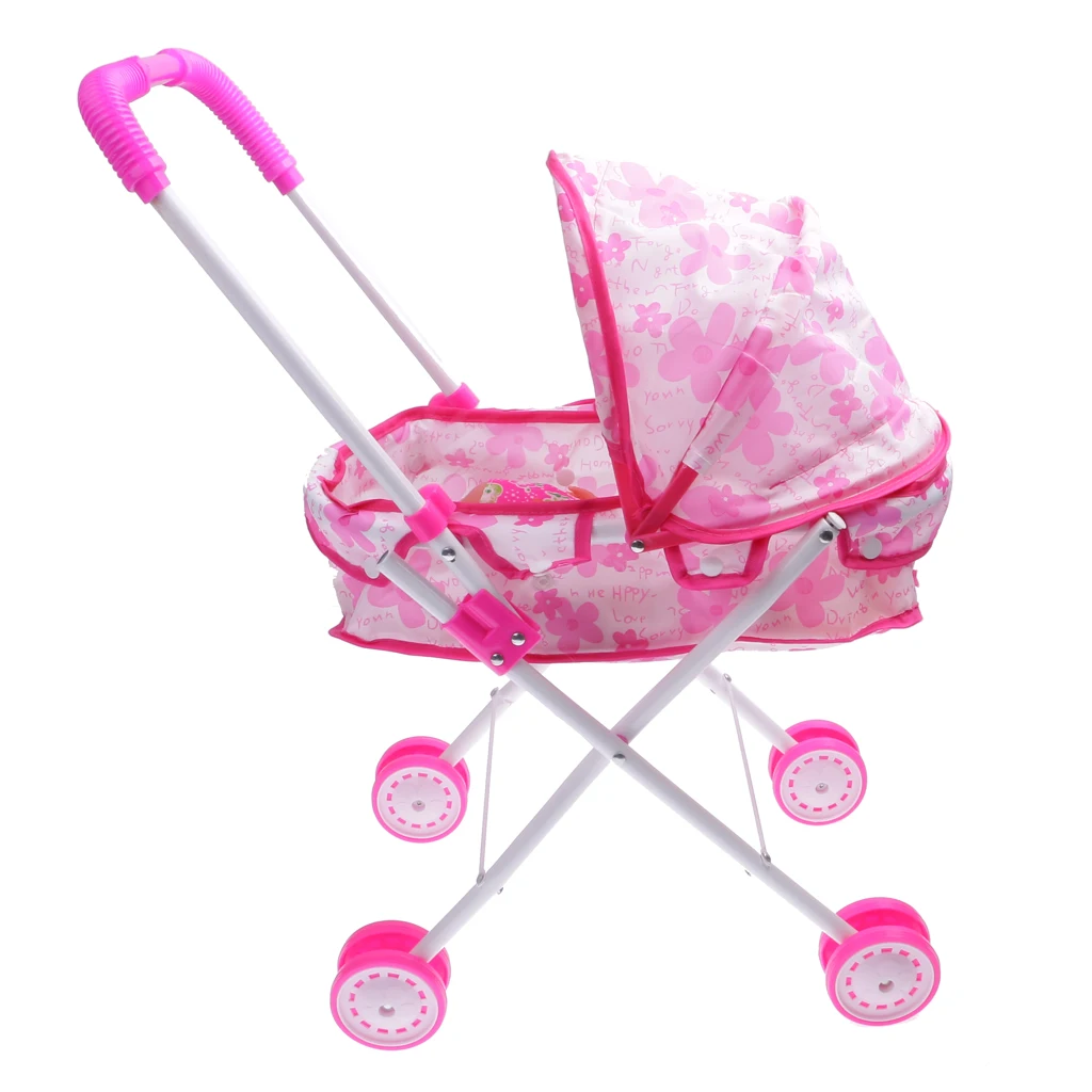 Baby Doll w/ Stroller Pram Buggy Girls Junior Toy Foldable Pushchair Kid Toy