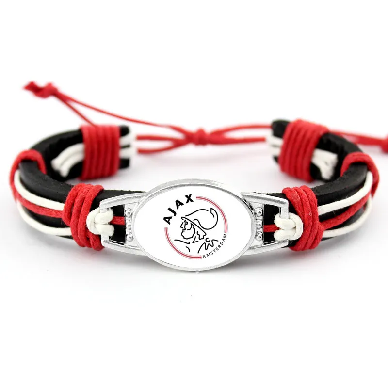 

New Dutch Eredivisie Adjustable Football Sport Teams Ajax Feyenoord Charm Genuine Leather Bracelets & Bangles For Men Women 1PCS