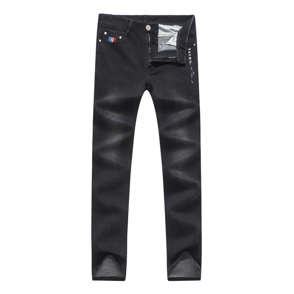 Tace & shark миллиардер джинсы Прямые Средний и прямой хлопчатобумажная плотная ткань вышитые джинсы черный цвет, для мужчин джинсы парня 2018