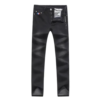 

Tace&shark Billionaire jeans Straight medium and straight cotton Thick fabric embroidered jeans men black Jeans man 2018