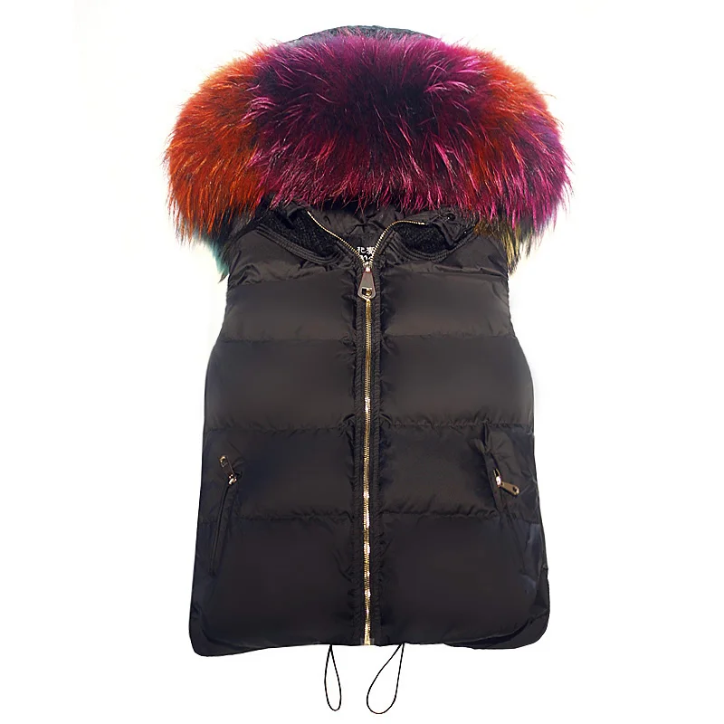 

2018 New Fashion Natural Colored Fur Vest Women Vest Winter With Hooded Knitted Jacket Female Warm Slim Solid Winter Coat Women