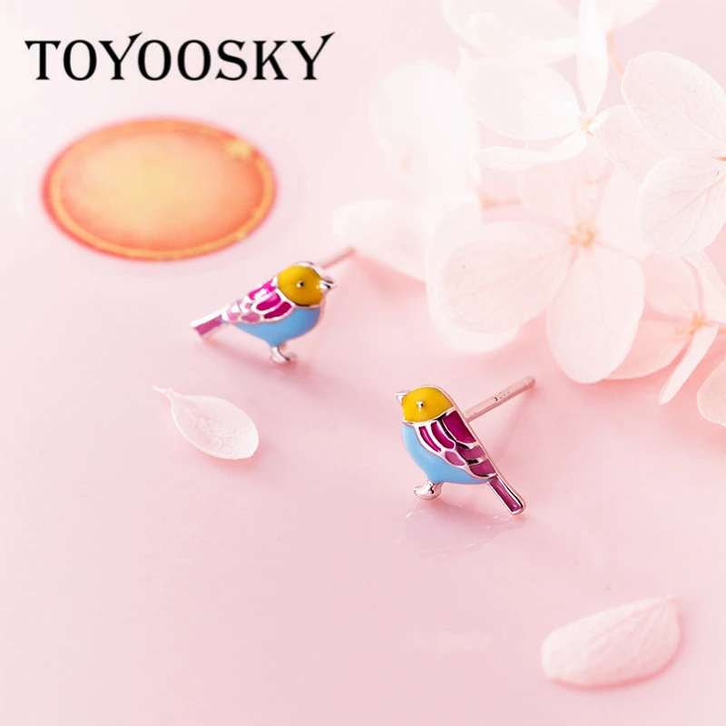 Женские серьги гвоздики TOYOOSKY из серебра 100% пробы с матовой маленькой