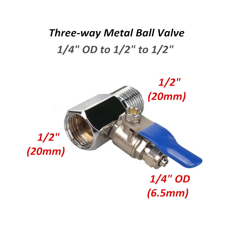 RO фильтр-смеситель для воды адаптер Впускной металлический латунный шаровой клапан переключатель 1/" 3/8" OD трубка до 1/" RO водопроводный вентиль