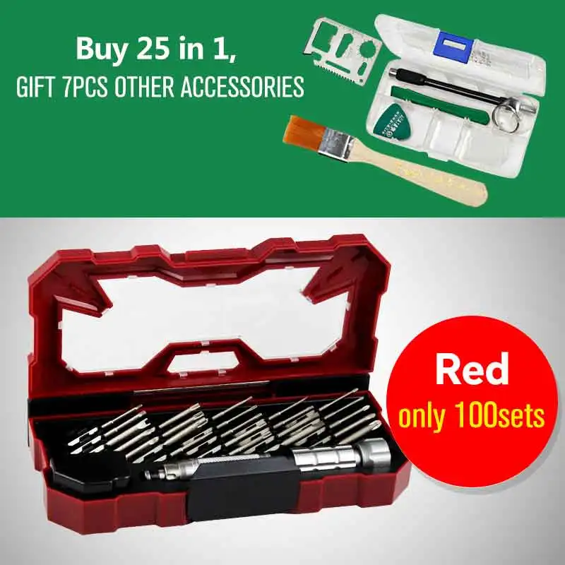 LAOA 25 in 1 Precise точной настройки показывает как использованные Screwdriver Set Tools Kit Hand Tools for стека Laptop Mobile Iphone Cell phone Phones LA613130 - Цвет: Red color