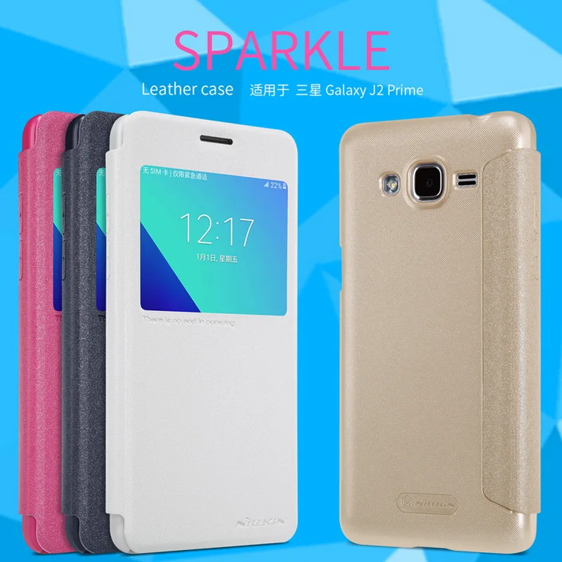 Кожаный чехол-книжка с умным окошком для Samsung Galaxy J2 Prime NILLKIN Модный чехол G532F 5 0