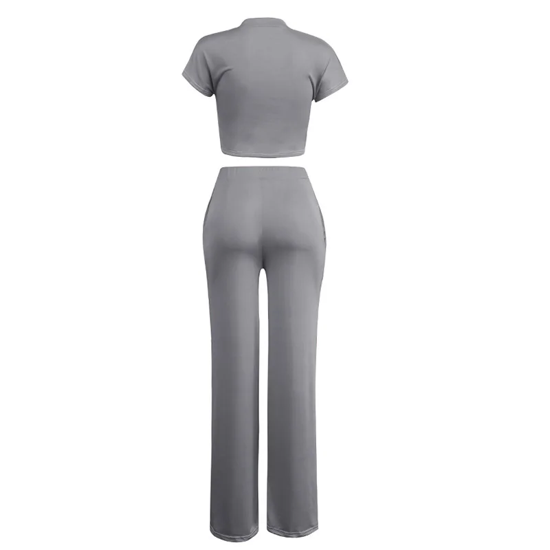 ShejoinSheenjoy Summer 2 Pieces Sets Women Suit Sexy O-Neck Short Sleeve Top And Pockets Long Pants Women Set Clothing 3 Colors (17)