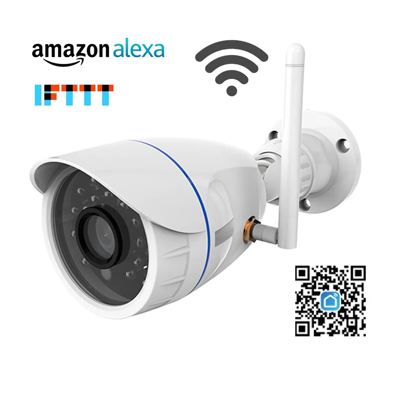 720P Macchina Fotografica Del Ip Di Rete Wifi Senza Fili Telecamera Di Sorveglianza Esterna Impermeabile Compatibile Con Alexa Eco Spettacolo E Google