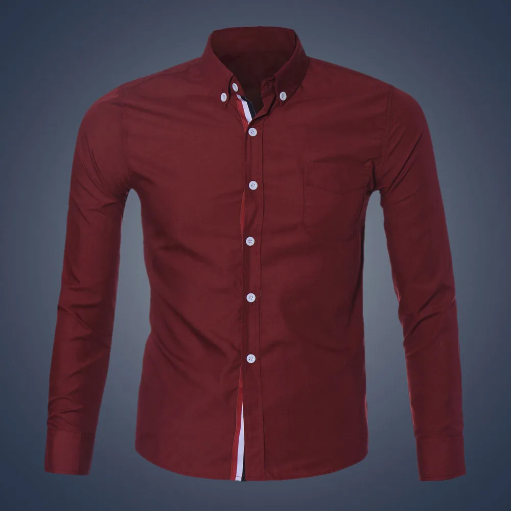 Feitong/Для мужчин s Повседневное Кнопка рубашка в клетку Chemise Homme Slim Fit с длинным