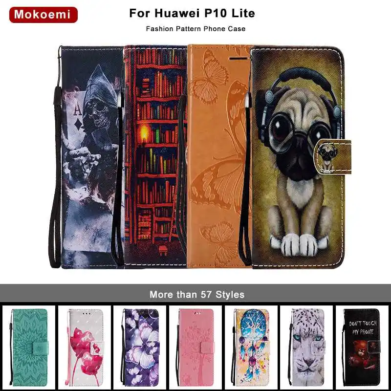 

Mokoemi Pattern Flip Wallet Leather 5.2"For Huawei P10 Lite Case For Huawei P10 Lite Cell Phone Case Cover