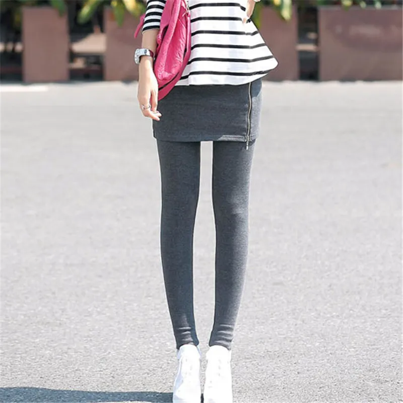 YGYEEG осенние боковые легинсы с молнией женские хлопковые кюлоты леггинсы женские длинные Леггинсы весенние женские Прошитые юбки и леггинсы