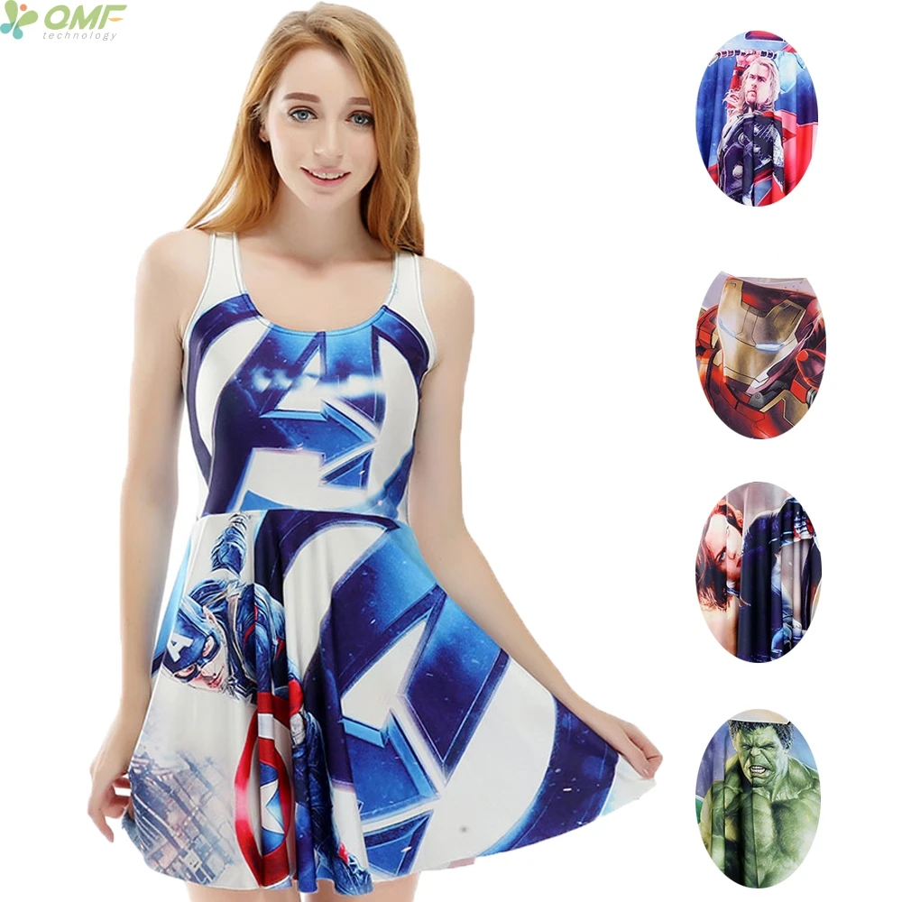 The Avengers 3d Print Women Vest Dress Captain America Thor Iron Man