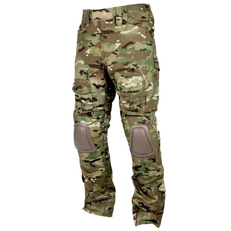 Multicam Camouflage Men Hunting Pants Tactical BDU Pants Camo Knee Pads Airsoft Sniper Paintball Military Army Combat Trousers