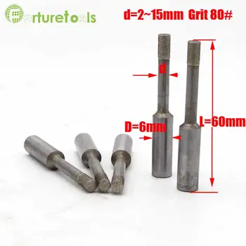 

20pcs diamond mounted of 6mm shank 60mm total length grit 80 customized grinding head DM027