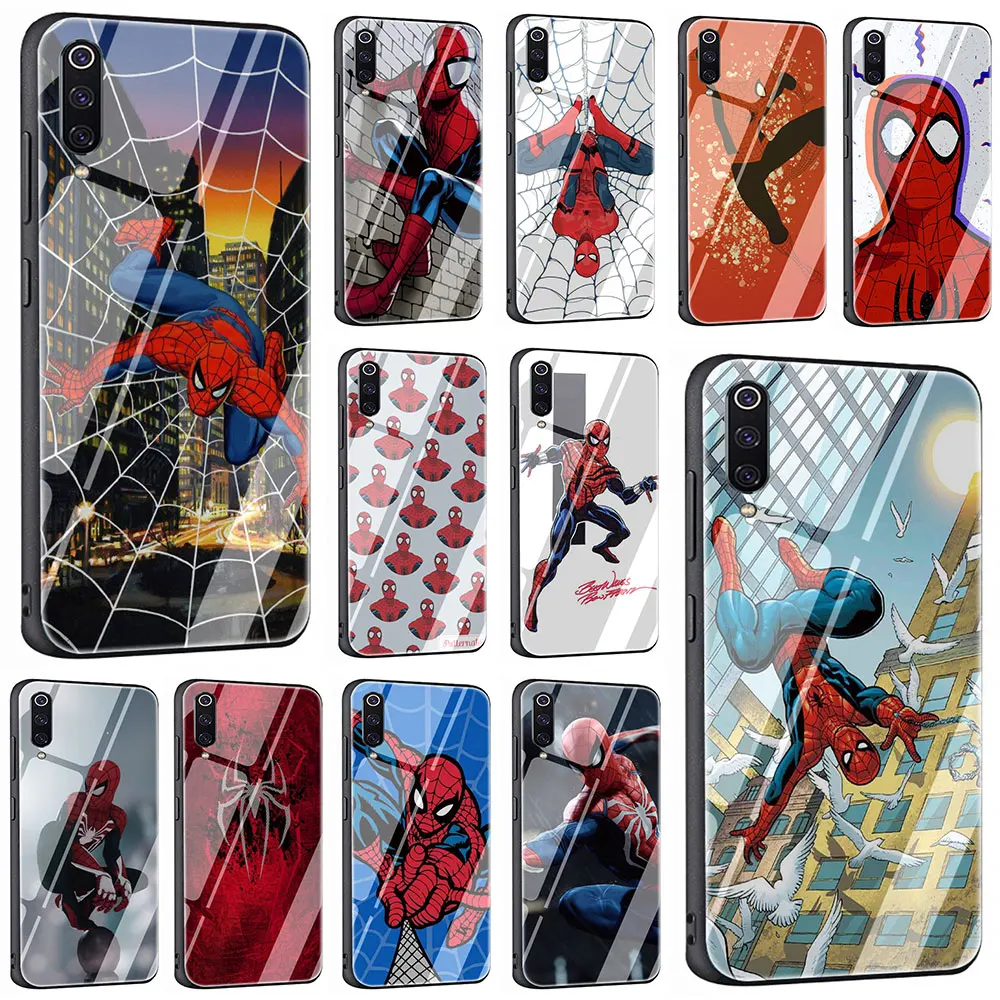 

Marvel Comics Spider Man Tempered Glass Phone Cover Case For Xiaomi Mi 8 9 Redmi 4X 6A Note 5 6 7 Pro Pocophone F1