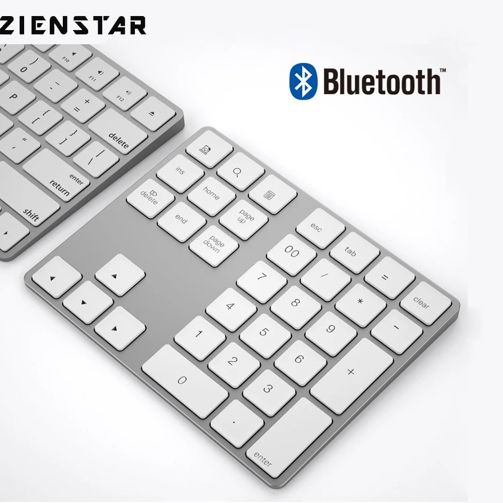 Zienstar Bluetooth цифровая клавиатура, Беспроводной; большие размеры 34-ключ внешний номер площадку с несколькими ярлыки для компьютера, Macbook, Android-планшета