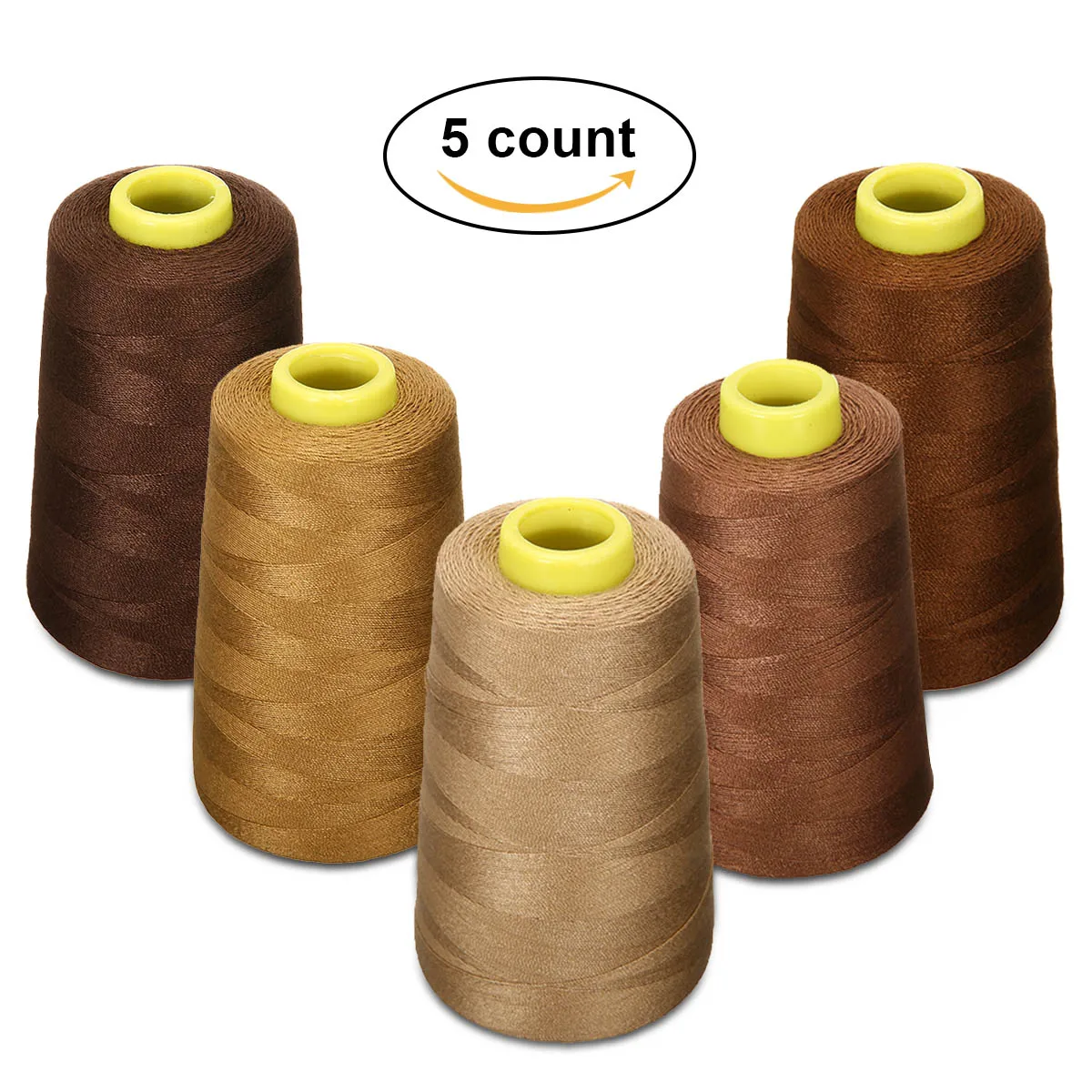 KiWarm 5Pcs Brown Series 5 Colour 203 1300 Yards Thread Jeans Sewing