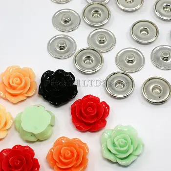 

DIY Snap Button Making, Mixed Flower Resin Cabochons and Brass Snap Buttons, Platinum, Button: 18x4mm; Knob: 6mm; Cabochons: