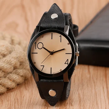 

Classic Punk Wrist Watch Luxury Crystal Black Leather Band Strap Sport Fashion Men Women Quartz Watches Bracelet Clock Gift