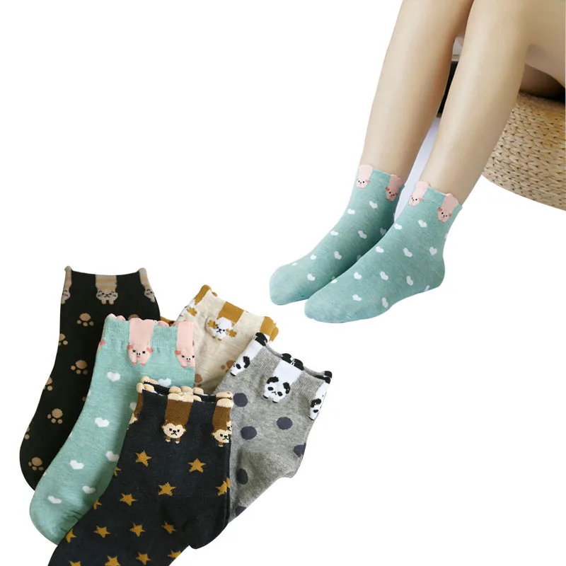 6 пар Для женщин носки удобные Новинка зимы Стиль милые носки Корея трехмерная носки с мультяшным рисунком животных мультфильм Для женщин носок
