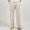 Pantalon d'été ample en lin de couleur unie pour homme, coupe droite, style chinois, de haute qualité, décontracté, pour le travail, nouvelle collection 2022 ► Photo 1/6