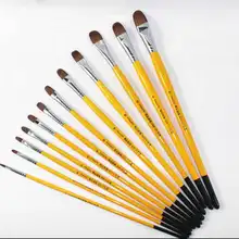 6 шт 12 шт желтая щётка для волос Акриловая кисть для рисования пиковый ряд Кисти Набор Живопись подставка для кисточек