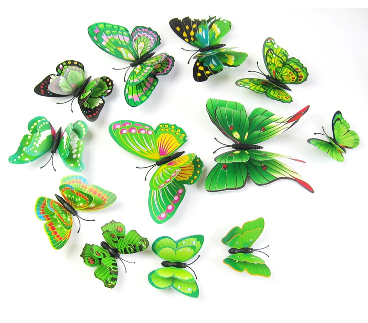 12 шт 3D двухслойная Бабочка Наклейка на стену для домашнего декора DIY бабочки магнит на холодильник наклейки для украшения комнаты