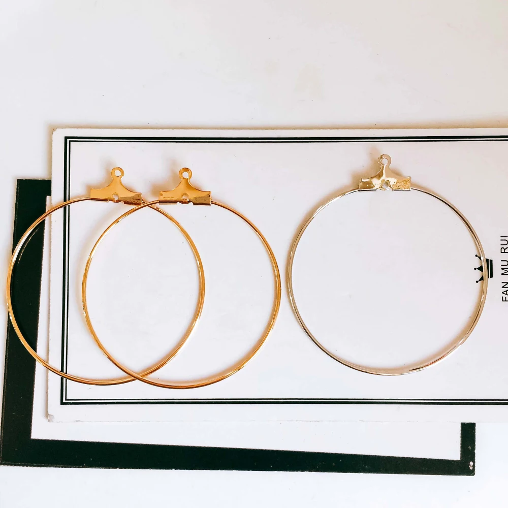 

Eardrop Gold Plated round circle loop Alloy Pendant Necklace Earring Accessories Charms Jewelry Component Diy Material 8pcs