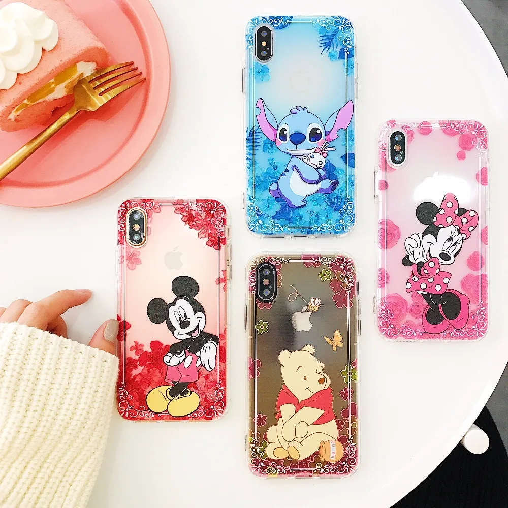 

STARKTNI Minnie Mickey Winnie Pooh Mermaid Cute Cartoon Case For iphone 6 6s Plus X 10 Soft TPU For iphone 7 8 Plus Coque Fundas