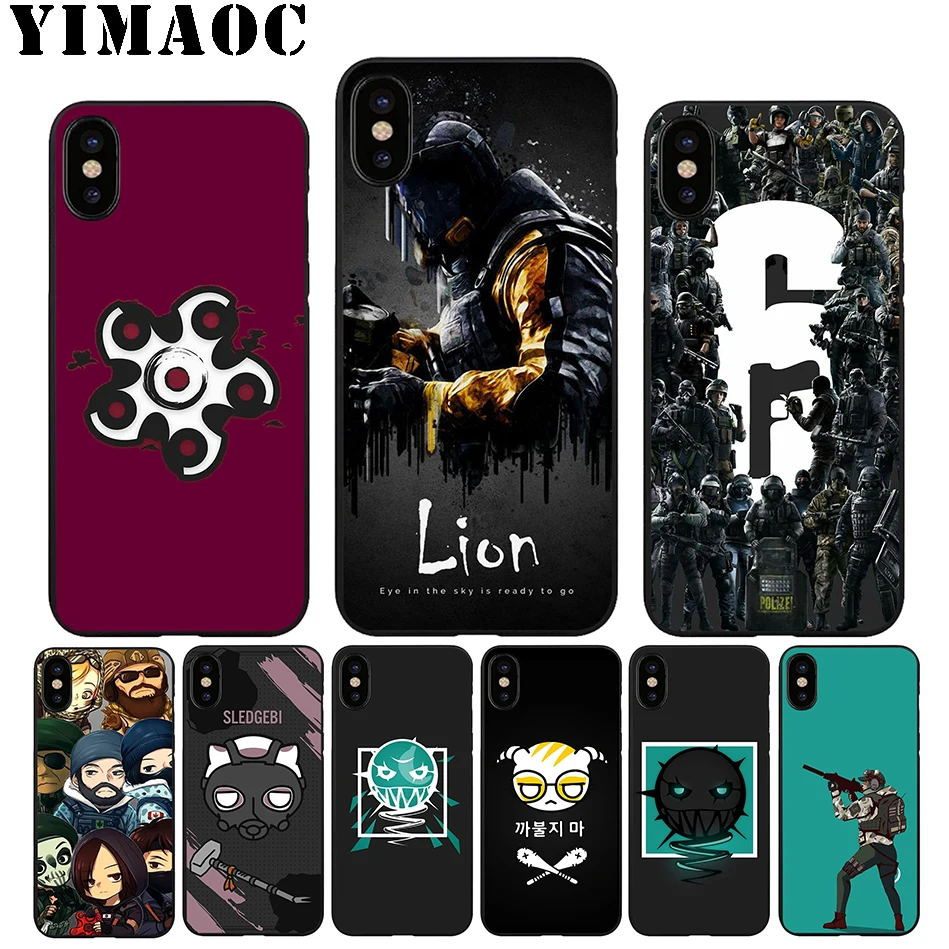 YIMAOC A48 Rainbow 6 Siege Soft Silicone Case for iPhone 11 Pro Xr Xs Max X or 10 8 7 6S Plus 5 5S SE |