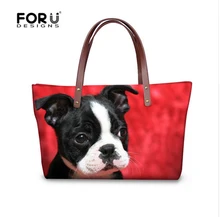 FORUDESIGNS Boston Terrier Handbags Women Hand Bags Designer Famous Woman Large Tote Beach Bag for Ladies Shoulder Dropshipping
