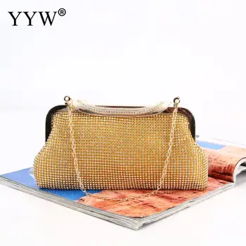 

Women Bridal Wedding Wallet Purses Evening Party Handbag Quality Rhinestone Gold Silver Black Diamond Elegant Soft Handbag