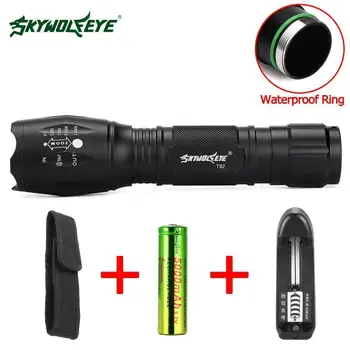 

SKYWOLFEYE Zoomable 8000 Lm T6 LED Tactical Torch Portable Police Focus Light 5 Modes Lamp Lantern With 18650 Battery