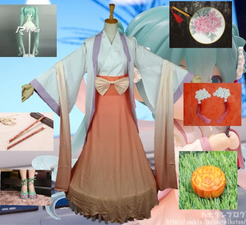 full set Высокое качество VOCALOID косплей парик Хацунэ Мику костюм косплей парики Хэллоуин вечерние волосы Аниме игры 150 см Аквамариновый парик - Цвет: full set