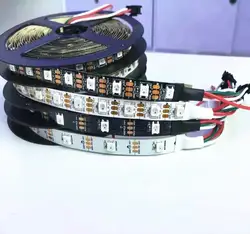 Светодиодные ленты Light 144 Пиксели светодиодов 5050 SMD RGB WS2812B 2812 WS2812 LED чип ЧЕРНЫЙ печатной платы WS2811 IC цифровой DC5V 1 м/шт Бесплатная доставка