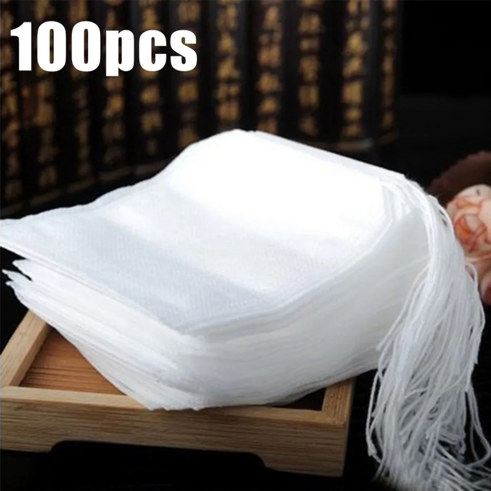 

100Pcs/Lot Teabags 5.5 x 7CM Non-Woven Fabric Empty Scented Tea Bags With String Heal Seal Filter Paper for Herb Loose Tea