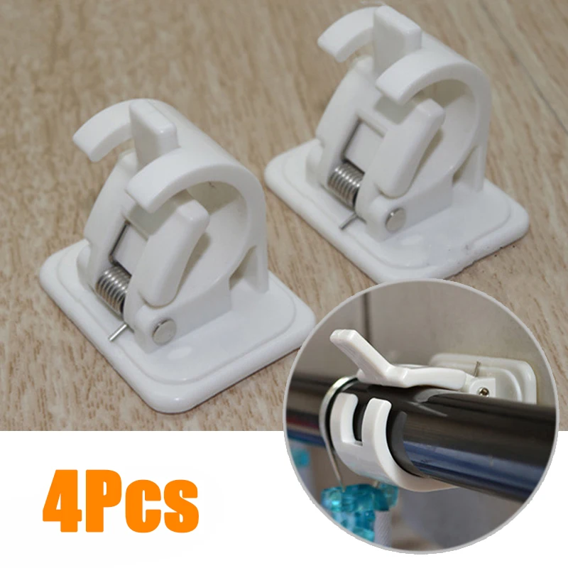 

4PACK Self Adhesive Curtain Rods Bracket Hanger Crossbar Wall Hook Organizers