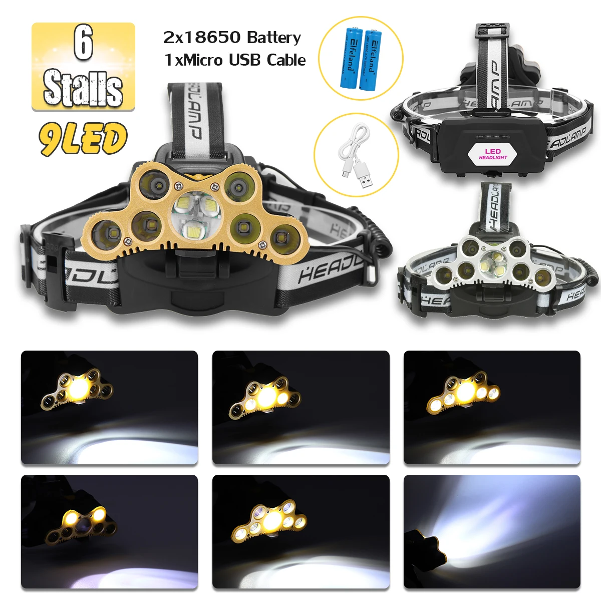 

Smuxi Rechargeable T6 LED Headlamp 12000LM 6 Stalls Zoom Camping Lamp Waterproof Fishing Head Light Torch 18650/USB Latern