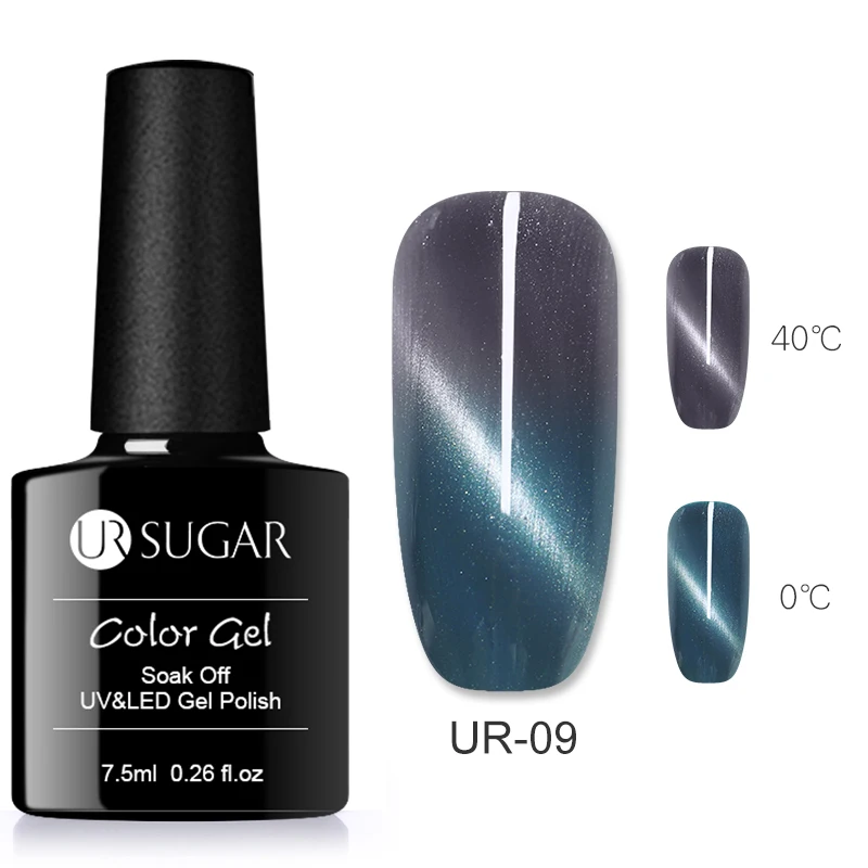 

UR SUGAR 7.5ml Thermal Magnetic Cat 3D Eye Chameleon Glitter Gel Polish Temperature Color Changing Soak Off UV Gel Varnish